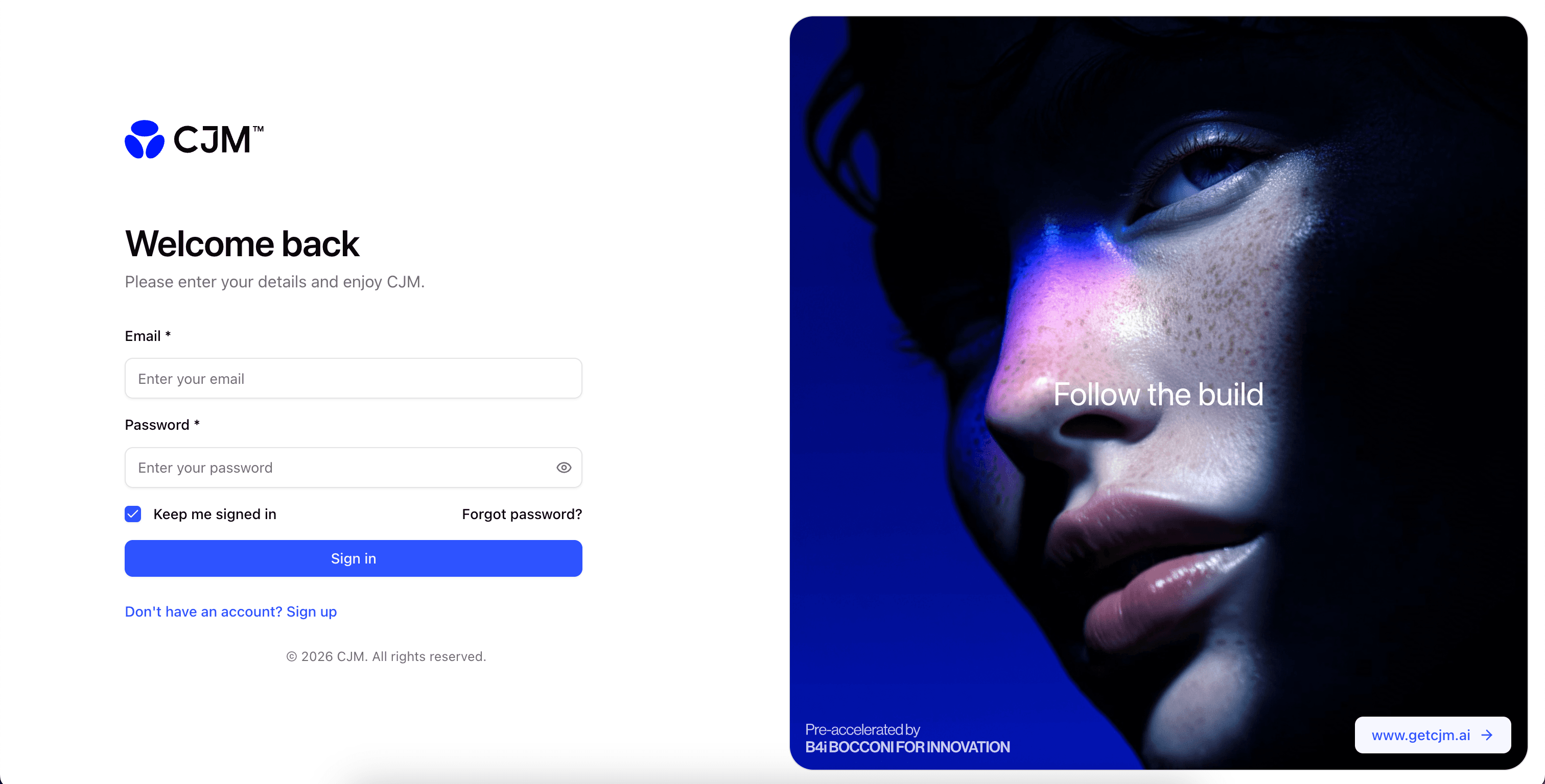 CJM sign-in screen